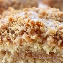 Delicious slice of Banana Crumb Coffee Cake with crumb topping