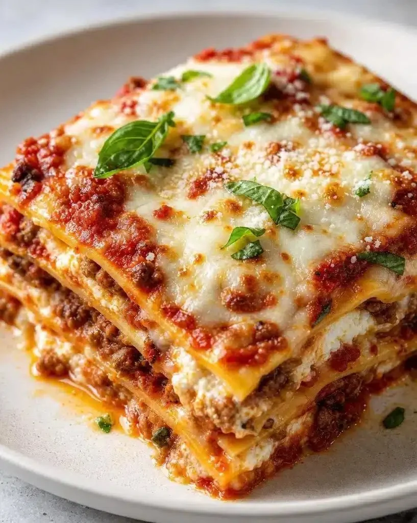 Classic Italian Lasagna with layers of rich meat sauce and cheese