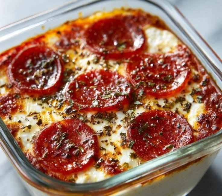 Cottage Cheese Pizza Bowl with fresh toppings and cheese