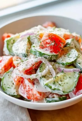 Creamy cucumber tomato salad with fresh ingredients in a bowl