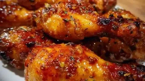 Crispy honey garlic chicken drumsticks baked to perfection with a savory glaze.