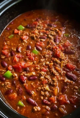 A hearty bowl of Crock Pot Chili with beans and spices