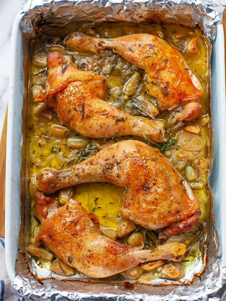 Easy oven-roasted French garlic chicken with herbs and spices