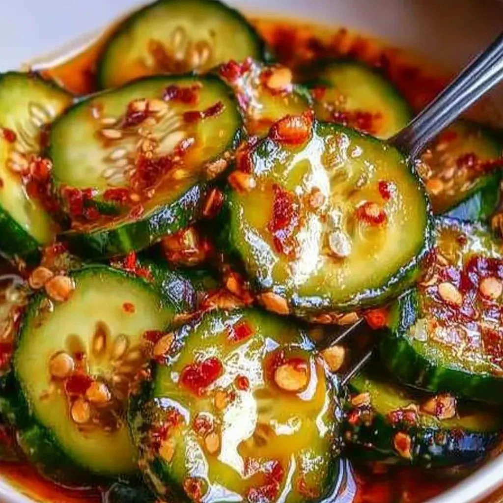 Delicious Korean cucumber salad served in a bowl with vibrant vegetables