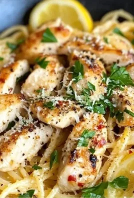 Delicious Lemon Garlic Chicken Pasta served with fresh herbs and lemon slices.