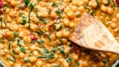 Delicious Marry Me Chickpeas recipe showcasing cooked chickpeas with spices.
