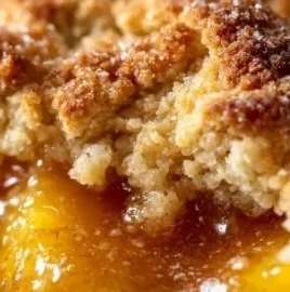 Delicious Paula Deen Peach Cobbler served with ice cream, a classic Southern dessert