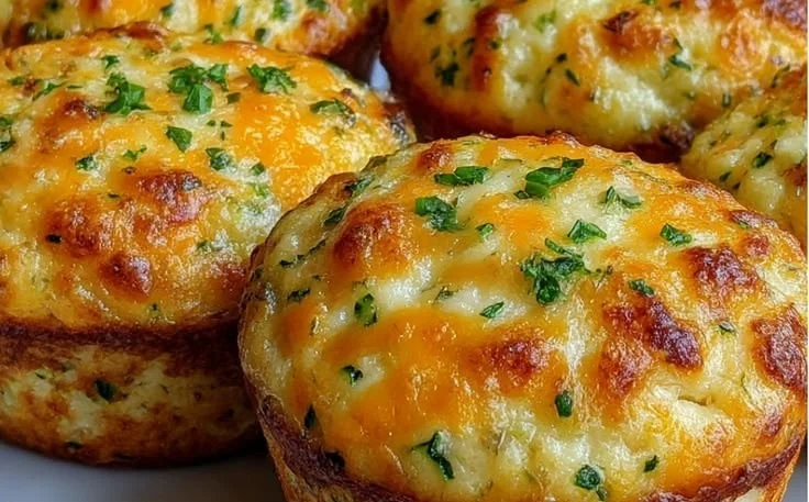 Savory cottage cheese muffins fresh out of the oven, perfect for a healthy snack.