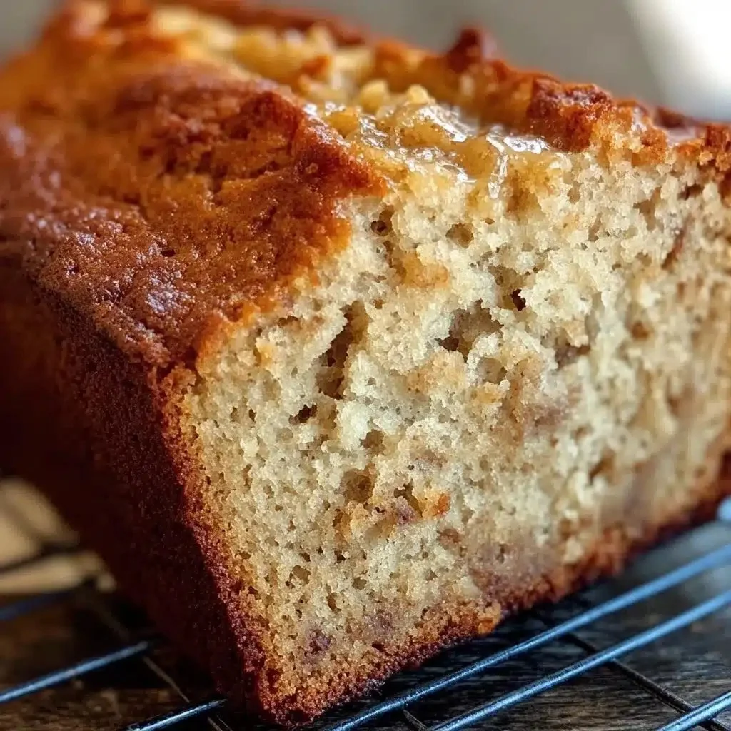 Super moist banana bread fresh out of the oven, sliced and served on a plate.
