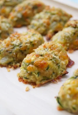 Plate of crispy Zucchini Tots served with dipping sauce